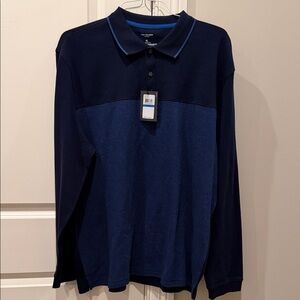 Van Heusen Navy Classic FitLong Sleeve Polo - XL -NWT